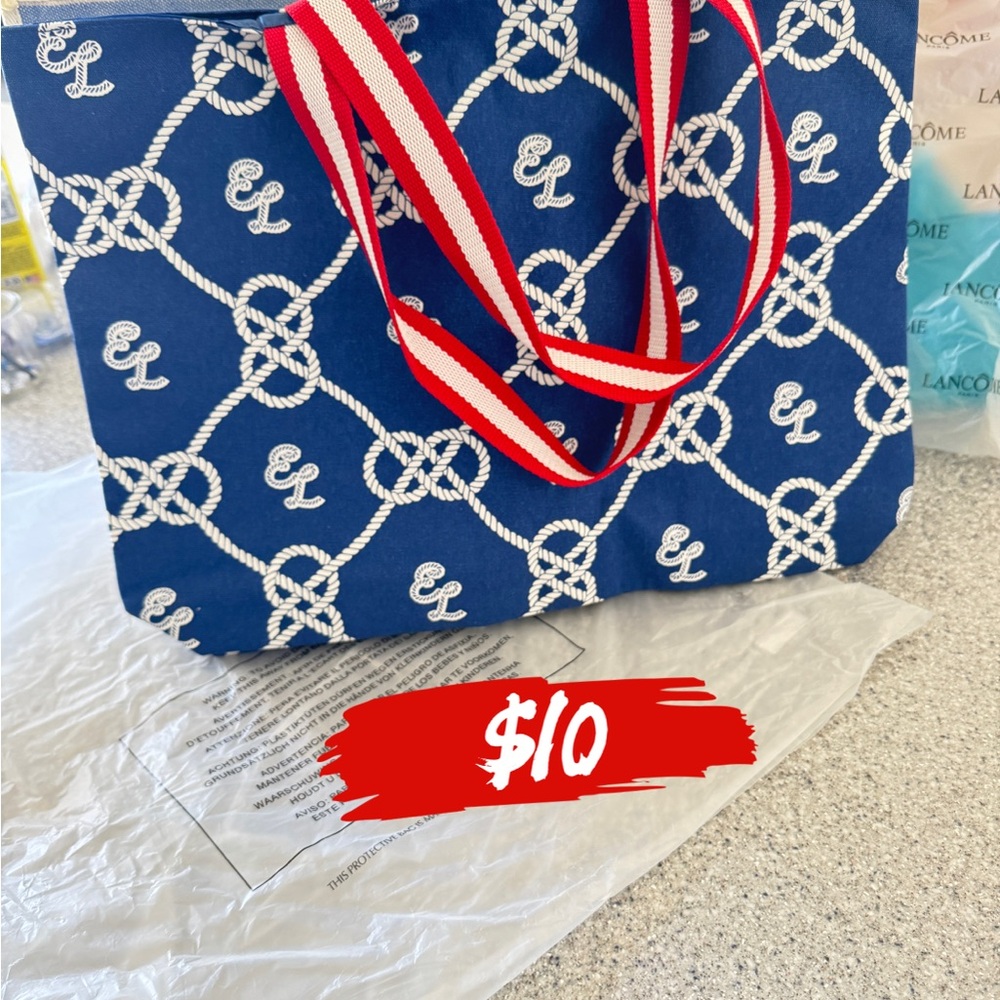 Blue and White Tote Bag